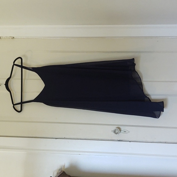 White House Black Market Asymmetrical Navy Sleeveles Sundress Sz 10 - Picture 5 of 7